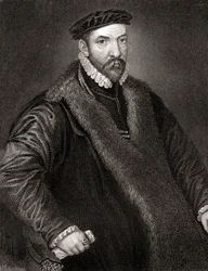 Portrait of Sir Nicholas Bacon from Lodges British Portraits, 1823