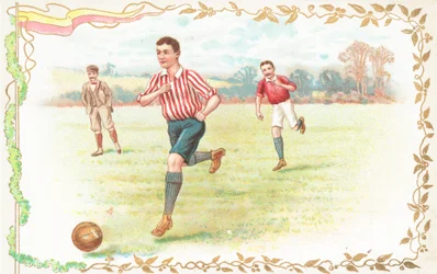 Postcard with Men Playing Football