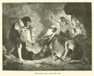 Prehistoric Man Producing Fire