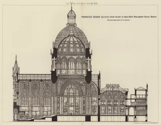Premiated Design, Section from Front to Back New Parliament House Berlin