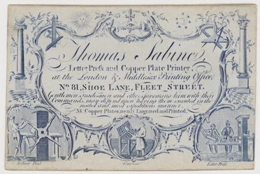 Thomas Sabine Printer, trade card