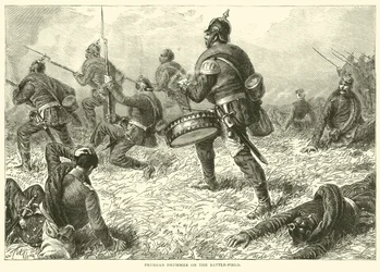 Prussian drummer on the battle-field, September 1870