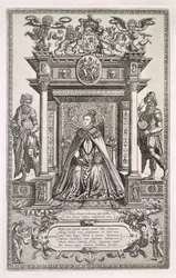 Queen Elizabeth I as Patron of Geography and Astronomy, Frontispiece to a Book of Saxon Maps of England, 1579