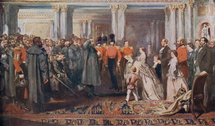 Queen Victoria receiving Crimean War veterans in audience