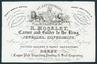R Moseley, Carver and Gilder to the King, Trade Card