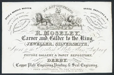 R Moseley, Carver and Gilder to the King, Trade Card