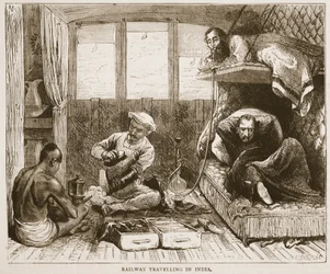 Railway Travelling in India, illustration from Cassell