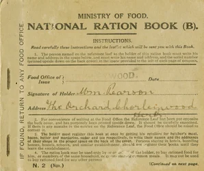 Ration Book for William Pearson, Chorleywood, Hertfordshire, 1919