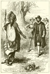Reception of a Narragansett Warrior by Winthrop
