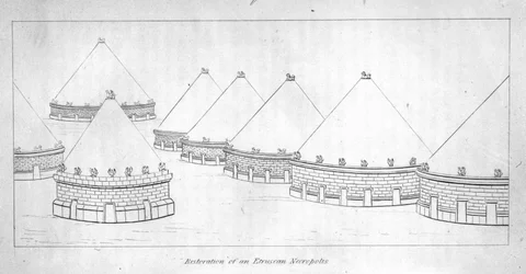 Reconstruction of Etruscan tombs at Tarquinia