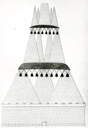 Reconstruction of Tomb of Lars Porsenna at Clusium according to the description in Pliny