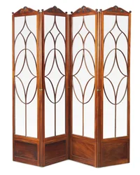 Regency four fold screen with foliate cresting, c.1815