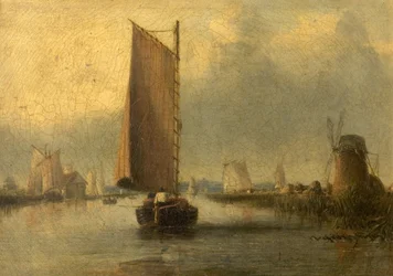 River Scene with Shipping