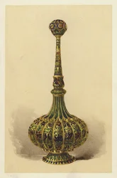 Rosewater Bottle, or Sprinkler, in Silver Gilt, and Enamelled