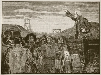 Rowland Hill preaching to the colliers of Kingswood, illustration from Cassell