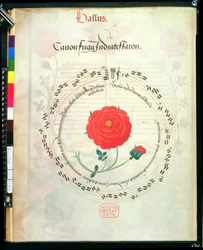 Canon, with circular staves and rose at centre, from Motets by Richard Sampson