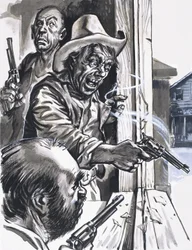 Ruffian Cowboys Shooting from Window