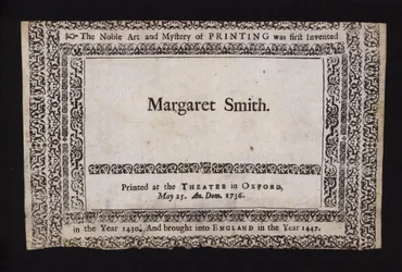 Sample of printing done at the Sheldonian Theatre, Oxford, on 25 May 1736