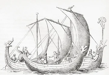 Saxon Ships, After an Engraving in Strutt
