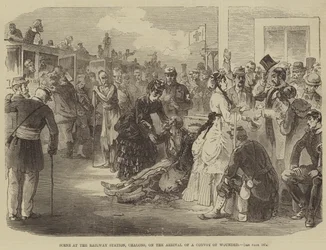 Scene at the Railway Station, Chalons, on the Arrival of a Convoy of Wounded