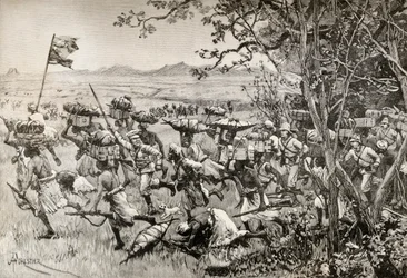 Sir Henry Morton Stanley and His Men Finally Emerging from the Forest onto the Grassland in 1887, During Their Emin Pasha Relief Expedition in Africa