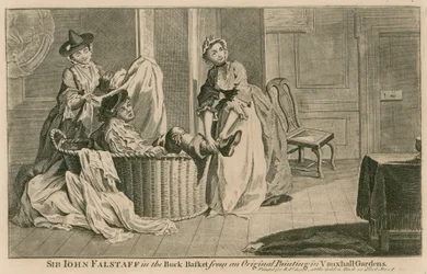 Sir John Falstaff in the Buck Basket from an Original Painting in the Vauxhall Gardens, London