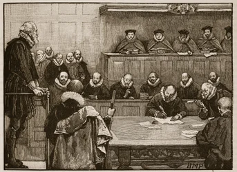 Sir Walter Raleigh Before the Judges, Illustration from Cassell