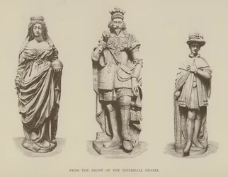 Statues of Queen Elizabeth I, King Charles I and King Edward VI from the Front of Guildhall Chapel, City of London