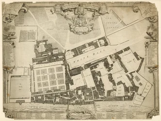 Survey and Ground Plot of the Royal Palace of Whitehall, 1680, with the Lodgings and Apartments Belonging to Their Majesties