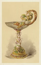 Tazza in Oriental Onyx, mounted in Enamelled Gold