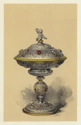 Tazza, with Cover, in Silver set with Jewels
