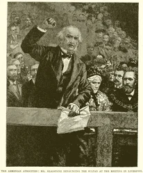 The Armenian Atrocities: Mr. Gladstone Denouncing the Sultan at the Meeting in Liverpool