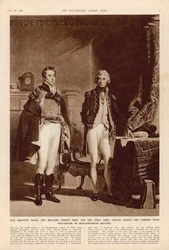 The Army and Navy: An Interview between Arthur Wellesley (1769-1852) Duke of Wellington and Lord Horatio Nelson (1758-1805) from The London Illustrated News, 12th July 1941