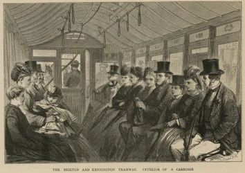 The Brixton and Kennington Tramway - Interior of a Carriage
