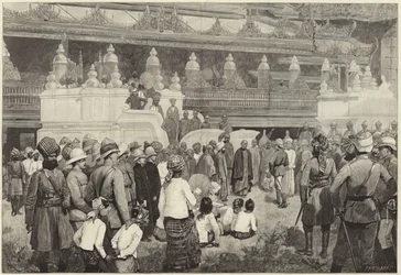 The Buddhist Archbishop of Burma Receiving Sir Frederick Roberts in the Monastery at Mandalay