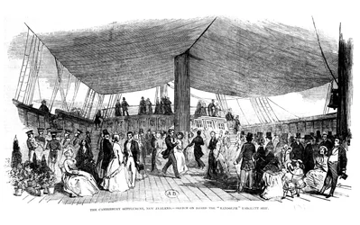 The Canterbury Settlement, New Zealand - sketch on board the Randolph Emigrant ship, 1850
