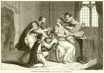 The Crown of England Offered to Lady Jane Grey