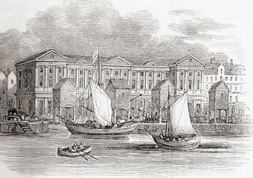 The Custom House, London, England, as it Appeared Before the Great Fire, from Old England: A Pictorial Museum, Published 1847