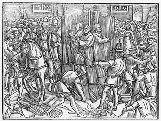 The Death and Burning of the Most Constant Martyrs of Christ, Doctor Robert Barns, Thomas Garret and William Hierome, in Smithfield in 1541
