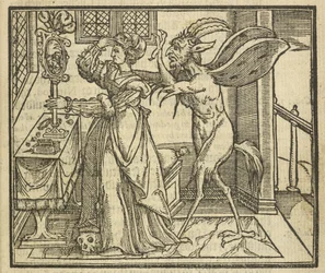 The Devil tempts a woman to Pride, from 