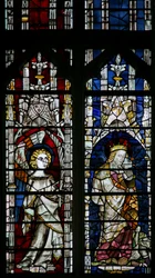 The East window depicting an angel and the Virgin and Child