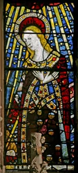 Window depicting the Virgin Mary (composite figure) - with jewels of inset glass
