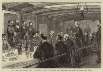 The Fire on Board the "Windsor Castle", Distributing Rewards to the Officers and Crew