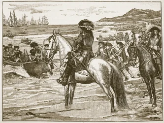 The French retreating from Torbay, illustration from Cassell
