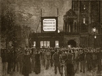 The General Election of 1892: Announcing results at the National Liberal Club, illustration from Cassells Illustrated History of England
