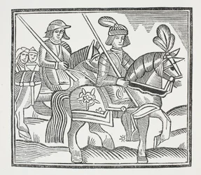 The History of the Life and Death of that Noble Knight Sir Bevis of Southampton, illustration from Chap-books of the Eighteenth Century by John Ashton, pub. 1882