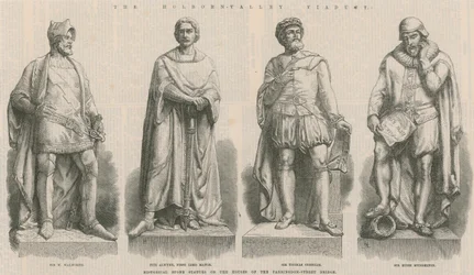 The Holborn Viaduct: Historical Stone Statues on the Houses of the Farringdon Street Bridge