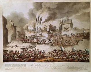 The Interior of Hougoumont during the Battle on the Glorious 18th June 1815, engraved by T. Sutherland, published 1816