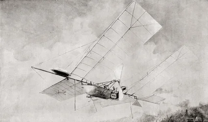 The Langley Aerodrome Flying Machine in Flight in the 19th Century. From The Strand Magazine Published 1897.