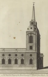 The North West Prospect of the Parish Church of St Benet Gracechurch, London